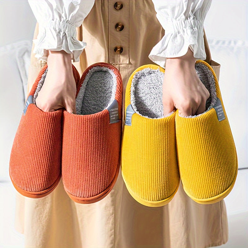 Women's Plush Indoor Slippers Non-Slip Cozy Warm Orange Yellow