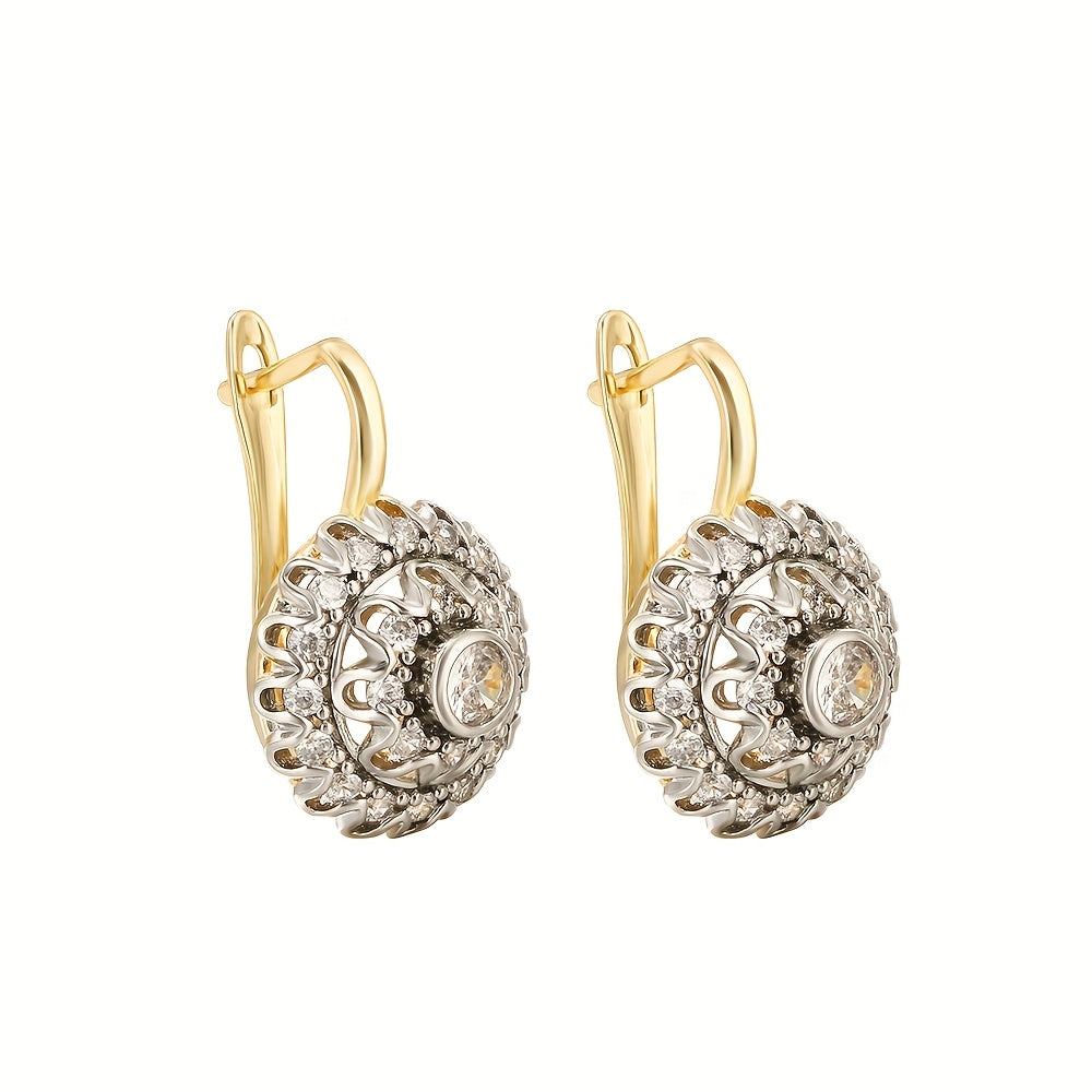 14K Gold Plated Copper Jewelry Set with Hollow Cone Design and Synthetic Zirconia for Women