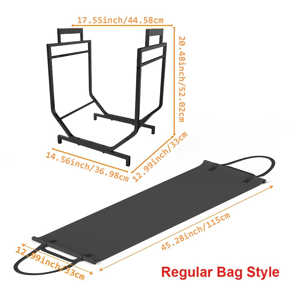 Rustic Metal Firewood Rack Indoor Outdoor Weatherproof Log Holder