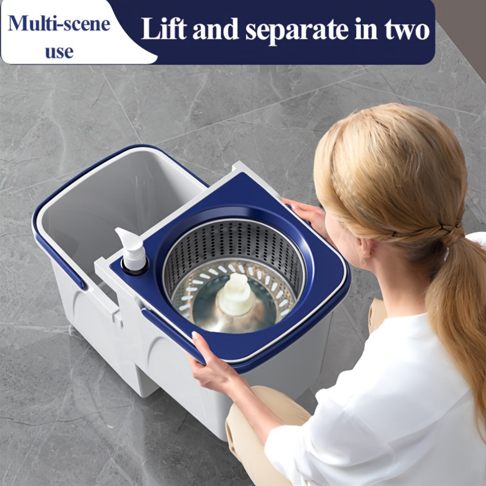 Spin Mop and Bucket System with Microfiber Pads for Hardwood and Tile Floors