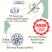 Sterling Silver Stud Earrings 8mm Cubic Zirconia Hypoallergenic Gift Box