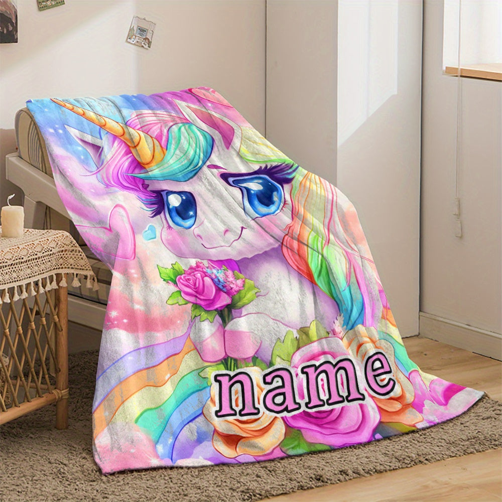 Personalized Mythical Creature Fleece Blanket Soft Cozy Gift for Sofa Bed Travel