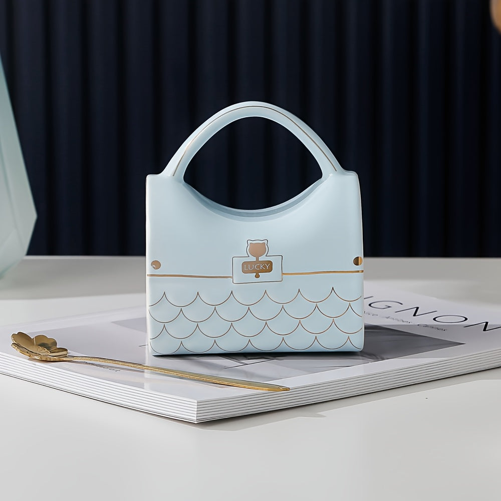 Ceramic Handbag-Shaped Coffee Mug with Spoon for Home and Office Use