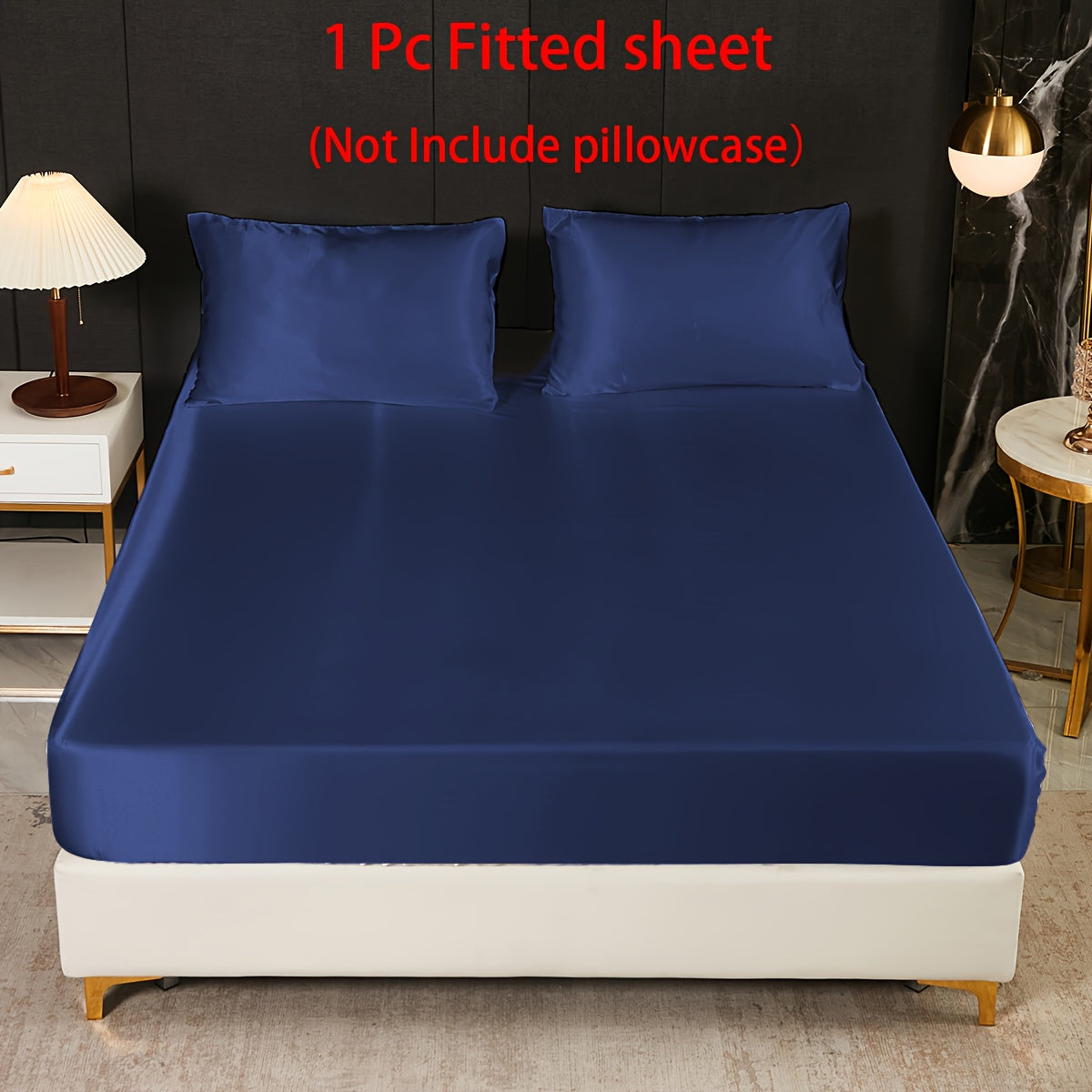 Satin Fitted Sheet Queen Size Soft Bedding for Bedroom Guest Room Hotel
