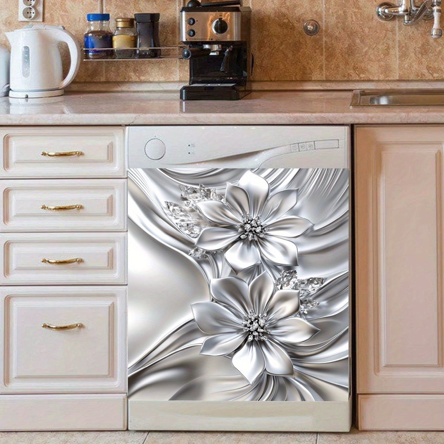 Retro oshxona mushuk deraza magnit yopishqoq suv o'tkazmaydigan issiqlikka chidamli metall panel stiker bog' bog' manzarasi 23cm