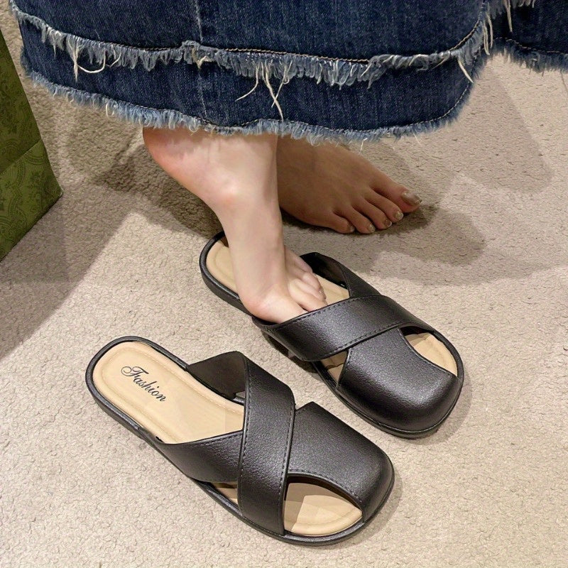 Ayollar uchun slayd sandalki bo'sh dizayn yozgi bir rangli minimalistik qulay