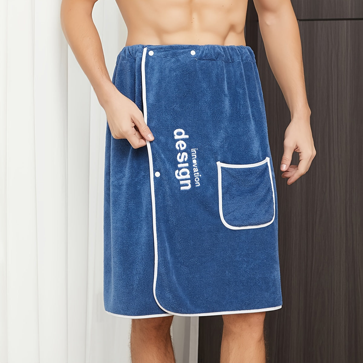 Мужской халат с вышивкой, мягкий и удобный для душа, сауны, спа.