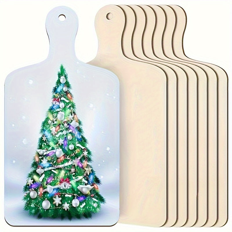 Wood Crafts Set with Christmas Ornaments, Rustic Wood Plaques and Coasters