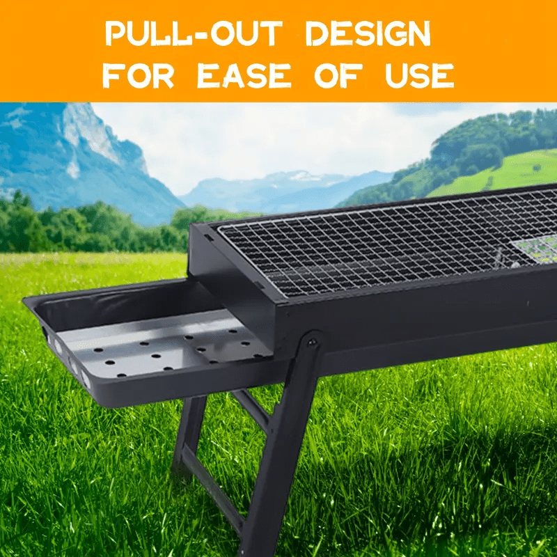 Foldable Iron Grill for Outdoor Gatherings Tailgating No Battery Needed Durable