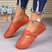 Women's Retro-Style Comfort Flats with Hook-and-Loop Fastener in Green