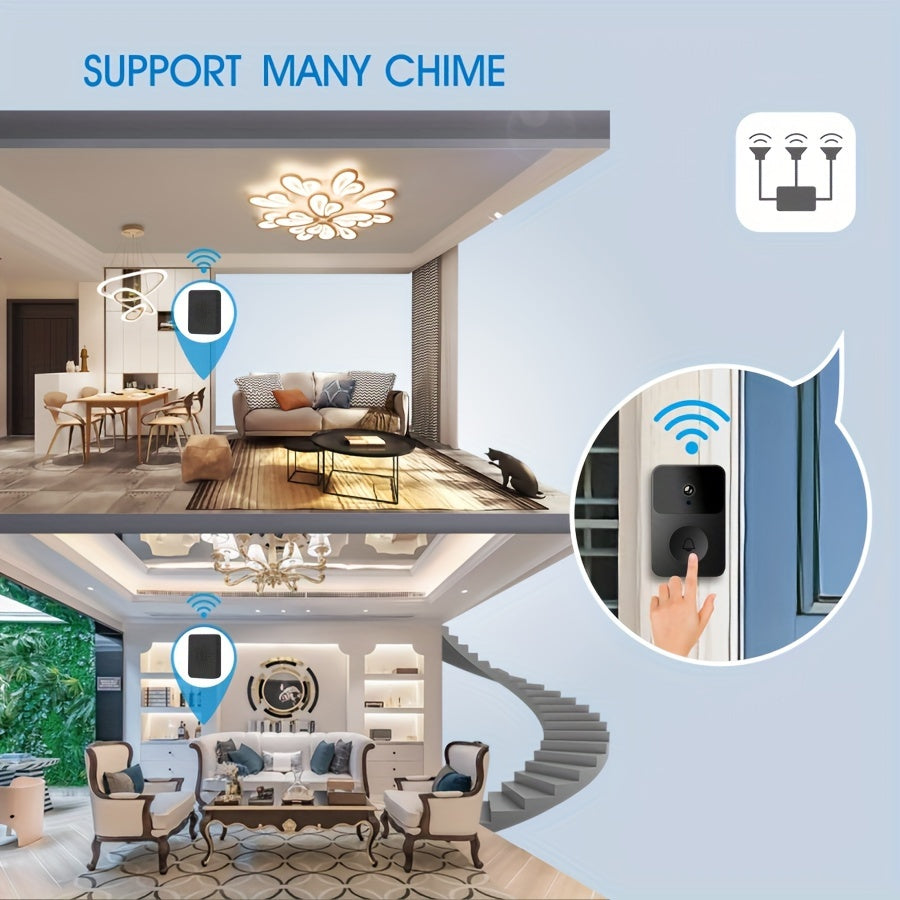 Wireless Doorbell Camera with Night Vision Voice Intercom Wi-Fi App Monitoring
