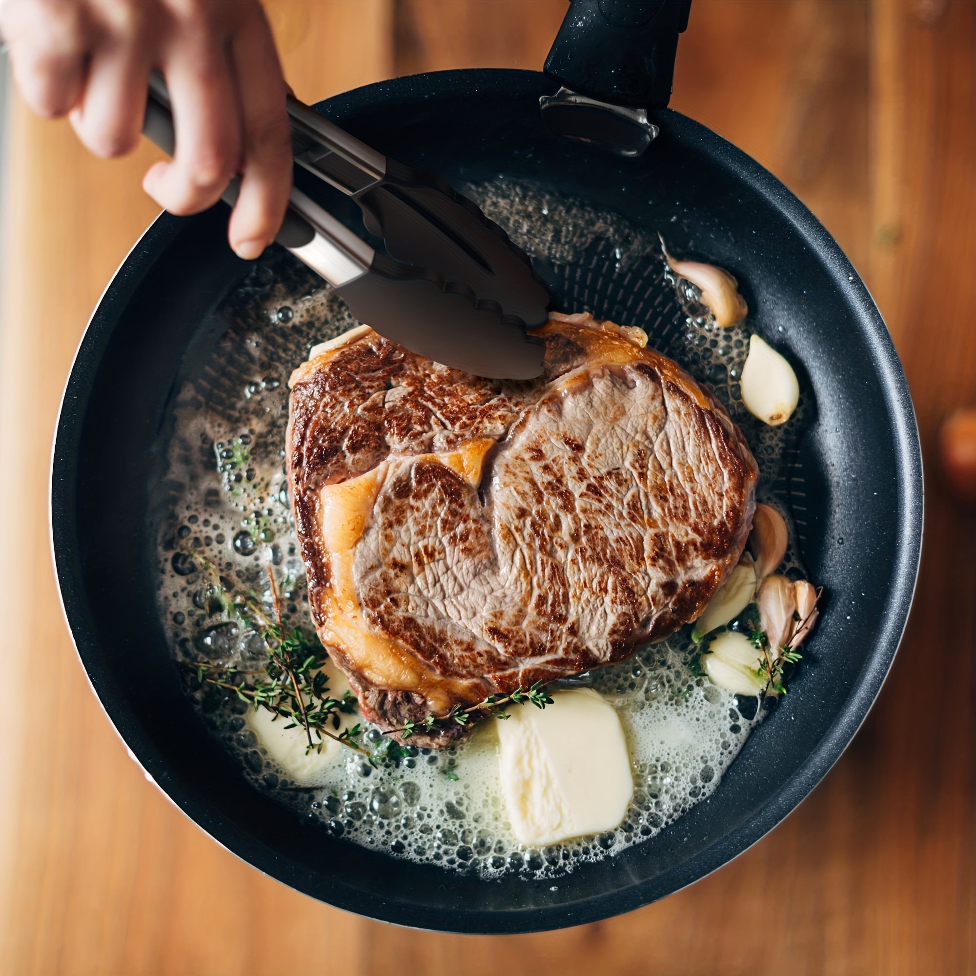 Pinzas de cocina con punta de silicona 7/9 pulgadas resistentes al calor alto con bloqueo negro