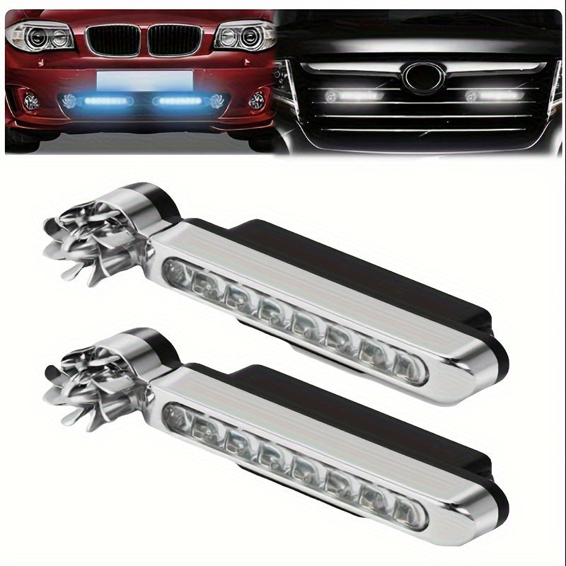 Lámparas decorativas de ventilador LED para coche 2 piezas, de rotación impulsada por el viento