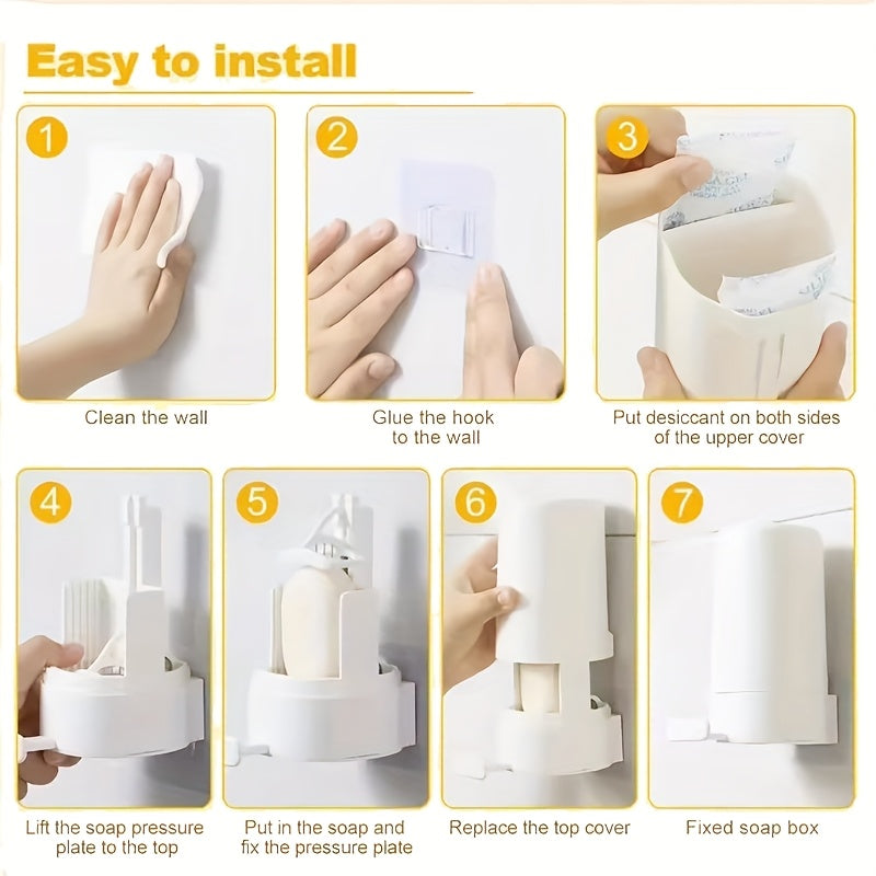 Yaratuvchan devorga o'rnatiladigan sabun maydalagich dispenseri, zanglamaydigan po'lat va plastik bar sabun qirqgichi bilan. O'rnatish uchun teshik ochish shart emas. Uy va mehmonxona hammomlari uchun mukammal.