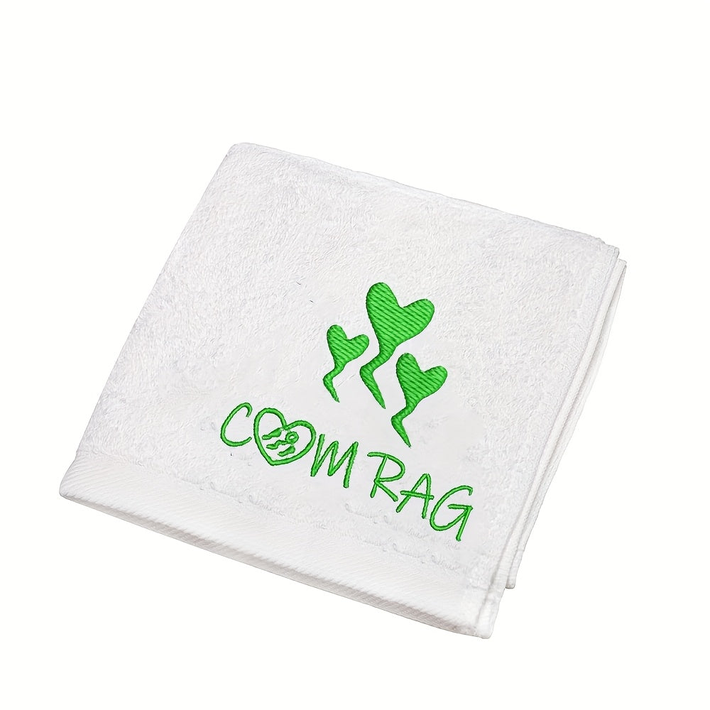 Romantic Embroidered Cotton Towel for Couples Heart Design Soft Absorbent Gift