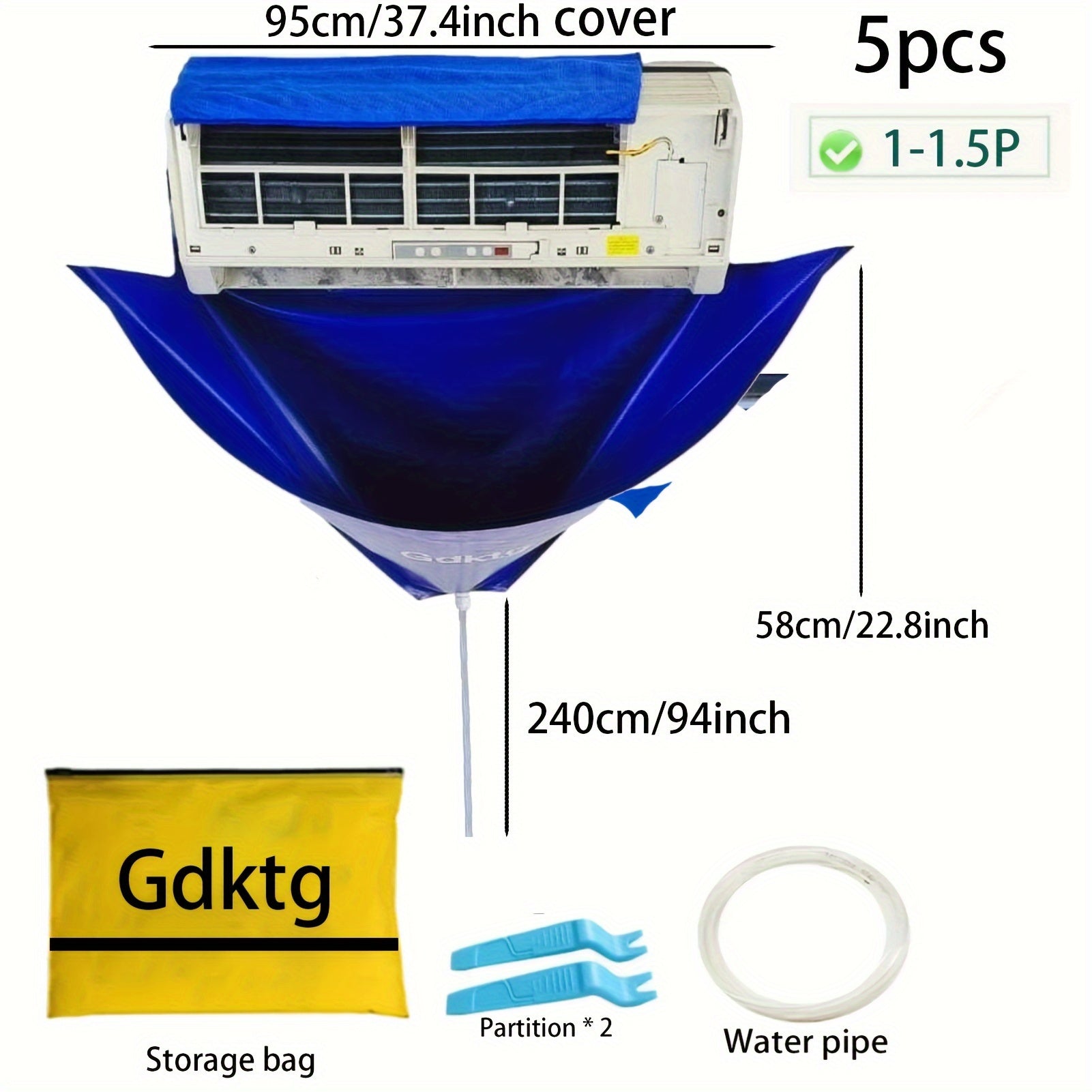 Set of 5 Wall-Mounted Air Conditioner Covers 95/110cm Dustproof Storage Bag