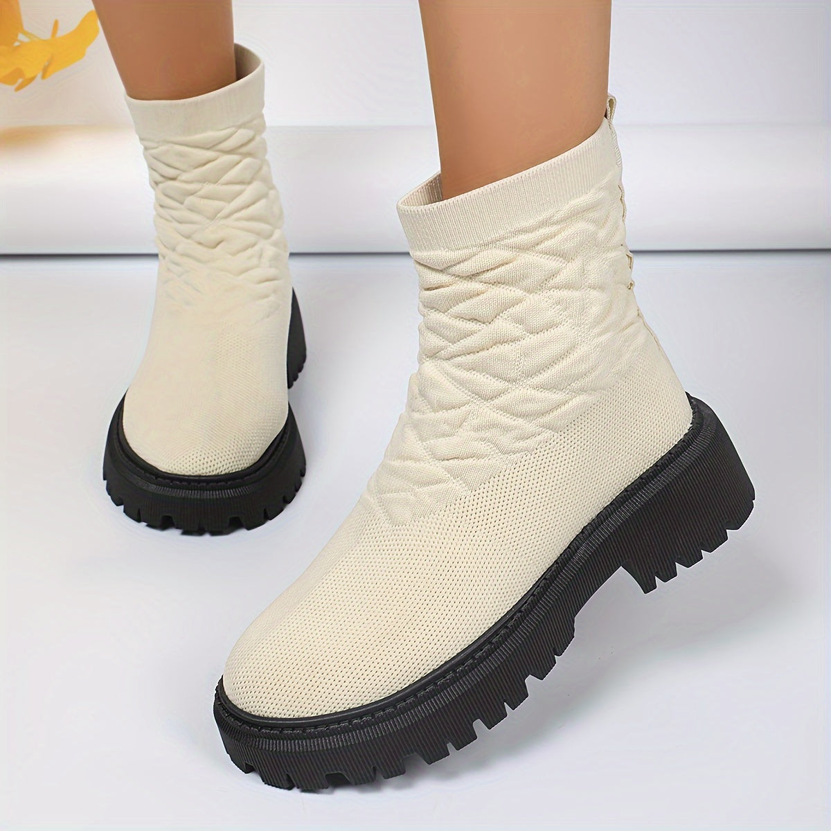 Women's Mid-Calf Comfort Fashion Boots with Chunky Heel and Rubber Sole