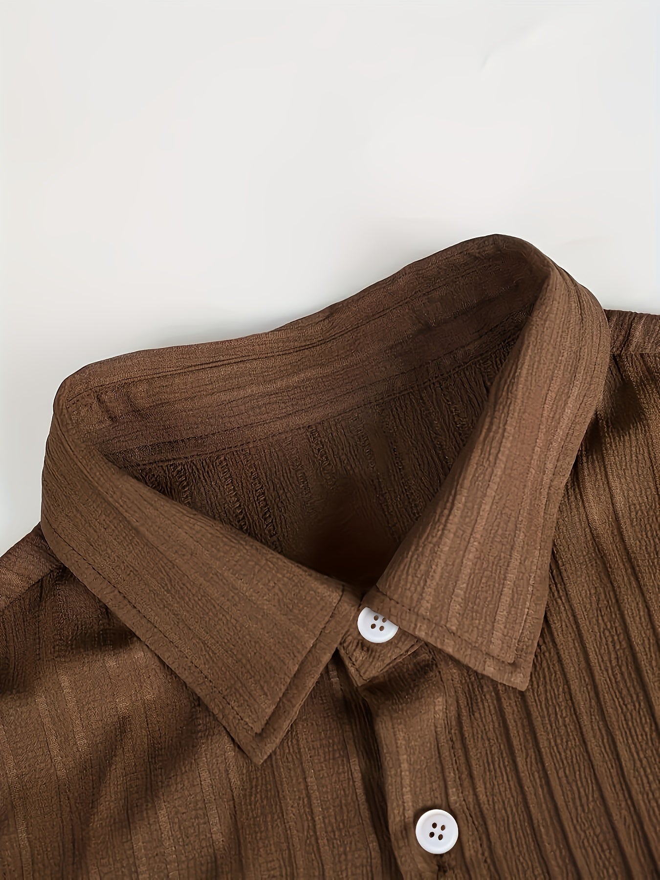 Men's Casual Set Polyester Striped Shirt with Buttons and Drawstring Pants