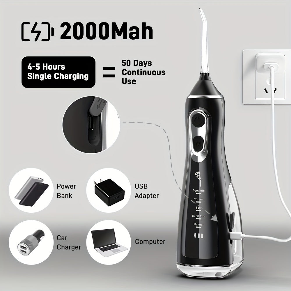 Rechargeable Water Flosser with USB Charging 5 Modes 360° Deep Cleaning for Men and Women