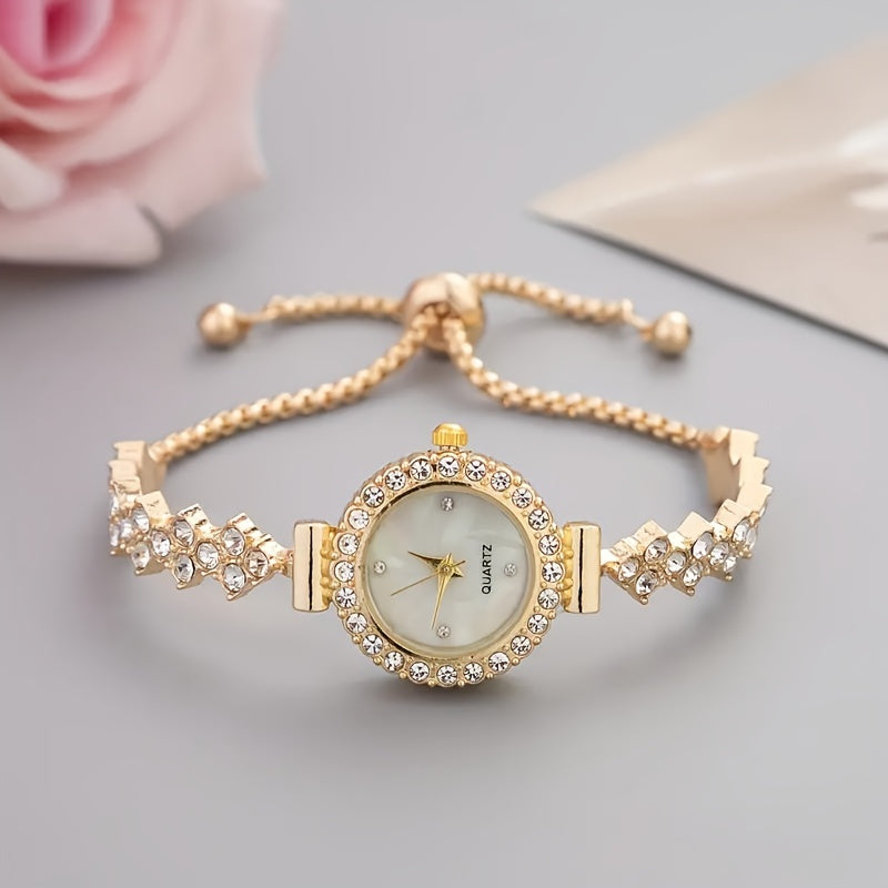 Women's Quartz Watch Rhinestones Circular Case Analog Display Luxury