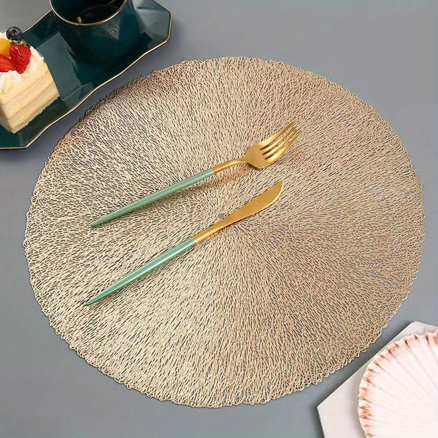 Minimalist Gold Circular Table Coaster Set for Home Decor