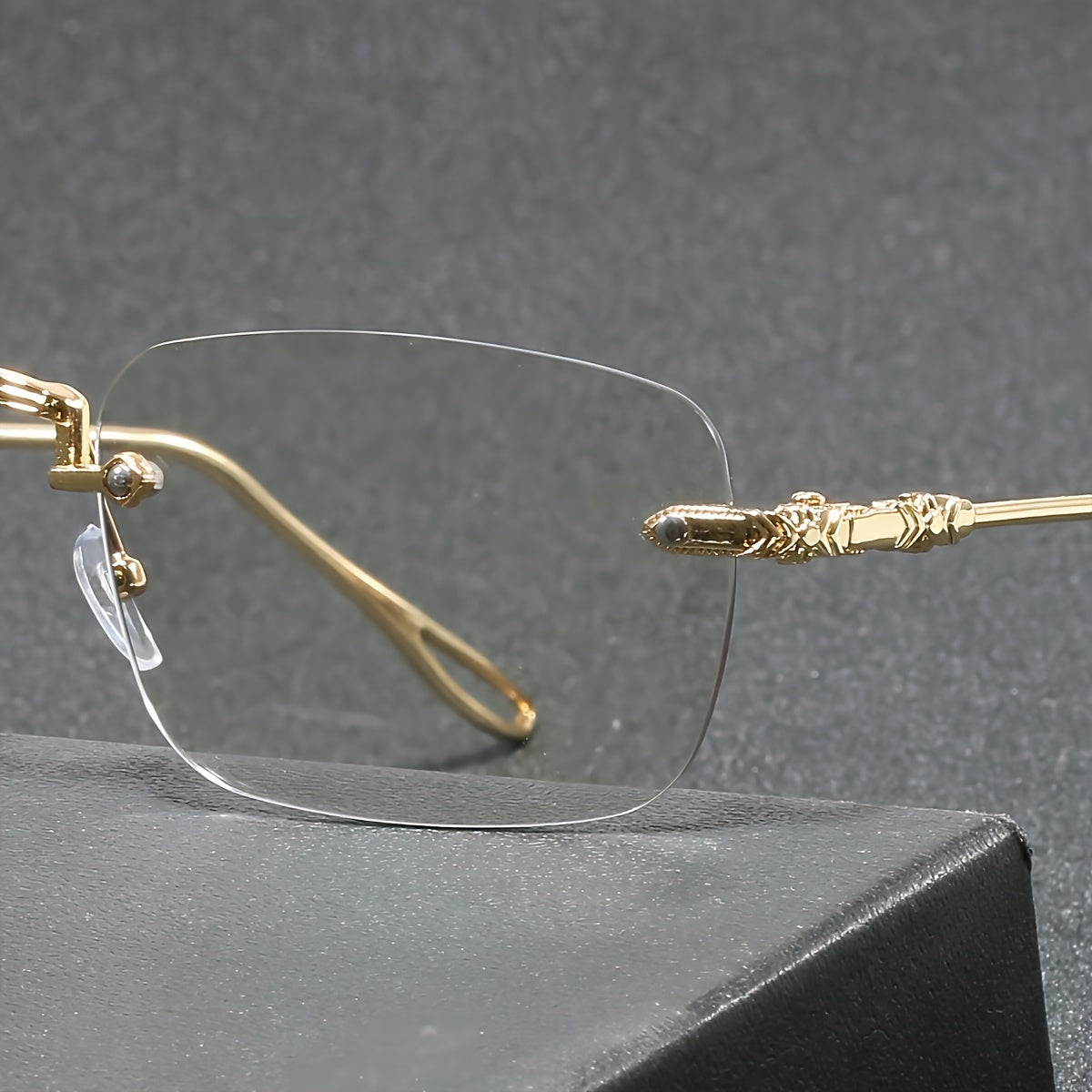 Unisex Blue Light Filtering Glasses Photochromic Rimless Light-Sensitive for Mobile Phones and Computers