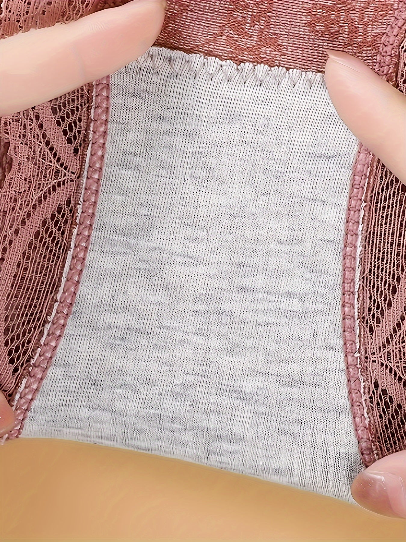 3Pcs Floral Lace Women's Seamless Panties with Bow in Light Purple Blue Lavender