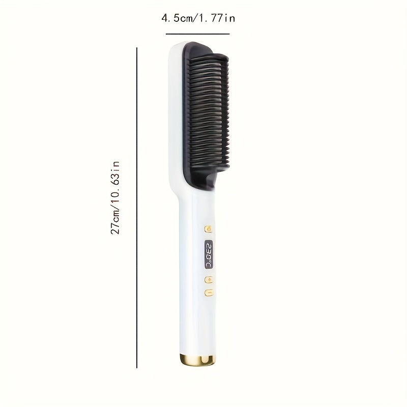 2-in-1 Ionic Hair Straightener Curling Wand LCD Display Ergonomic Auto Shut-Off Purple Black Dual Voltage