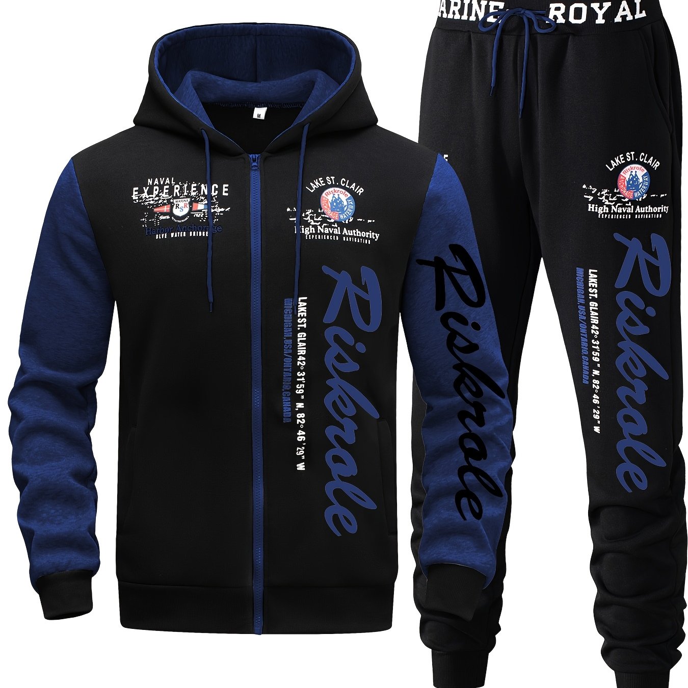 Conjunto de sudadera con capucha y letras en poliéster para hombres, ideal para deportes y uso casual