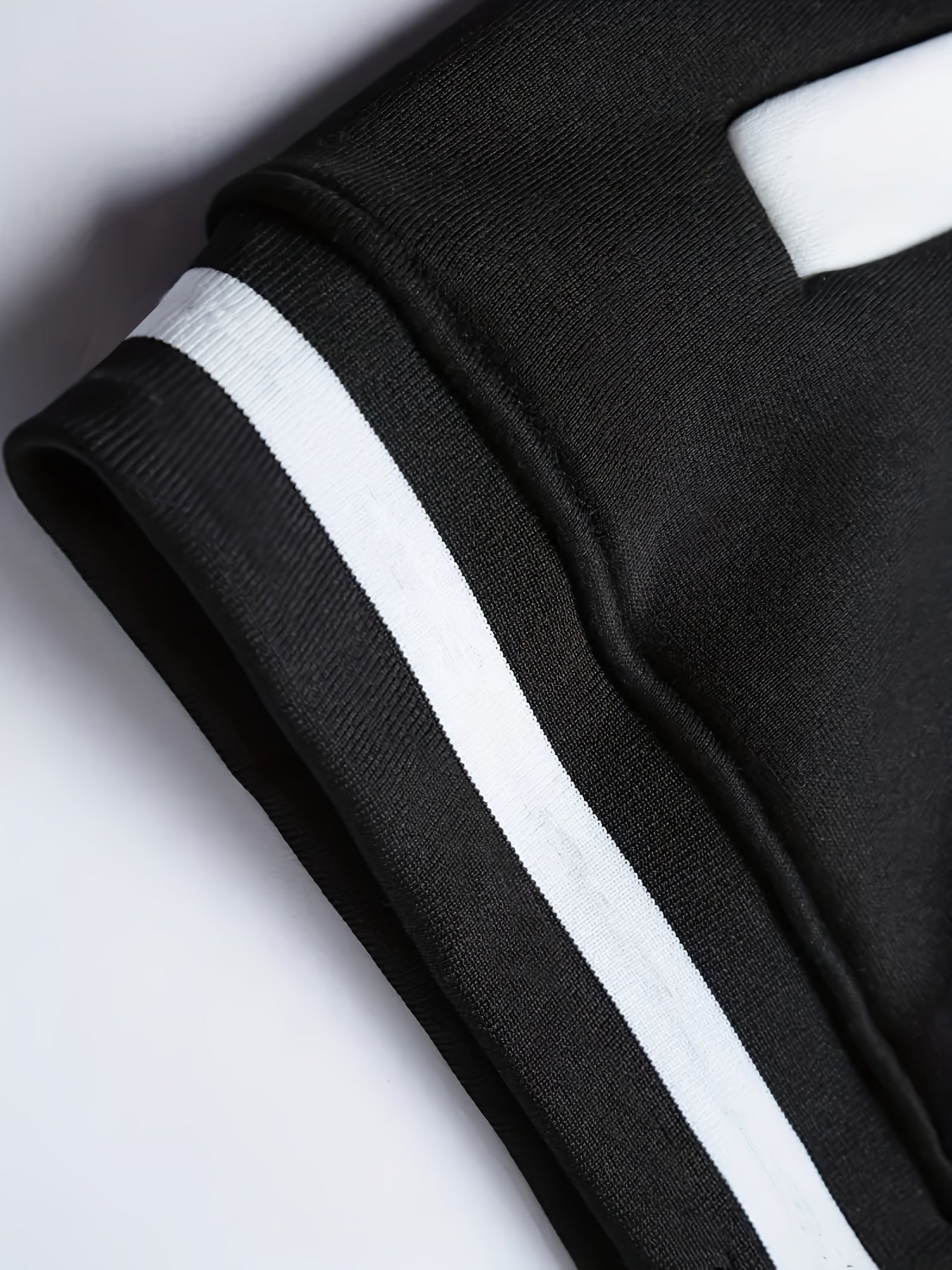 Men's Varsity Jacket in Black and Beige Polyester Snap Closure Baseball Collar Plus Size