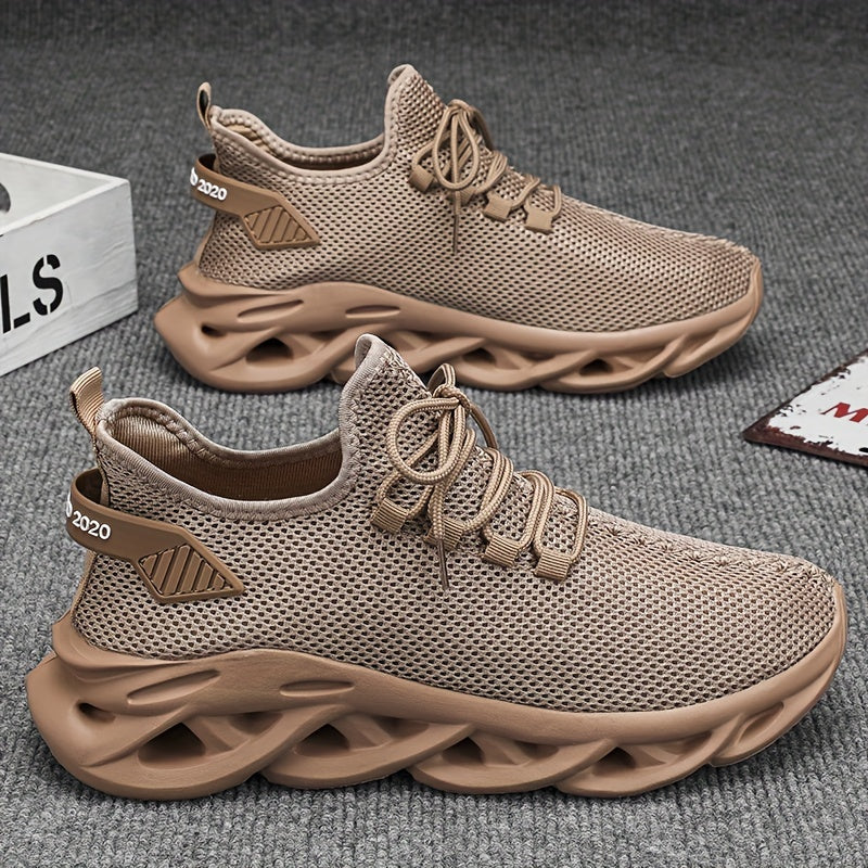 Men's Breathable Mesh Slip-On Sneakers with Shoelaces for Sports and Casual Wear