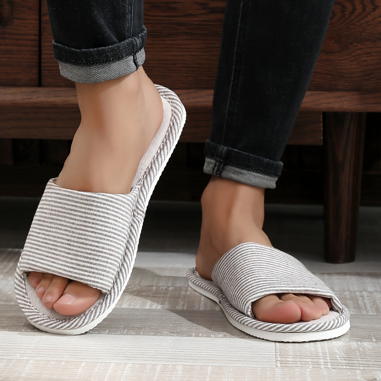 Zapatillas slip-on casual unisex con rayas y suela de EVA para todas las estaciones