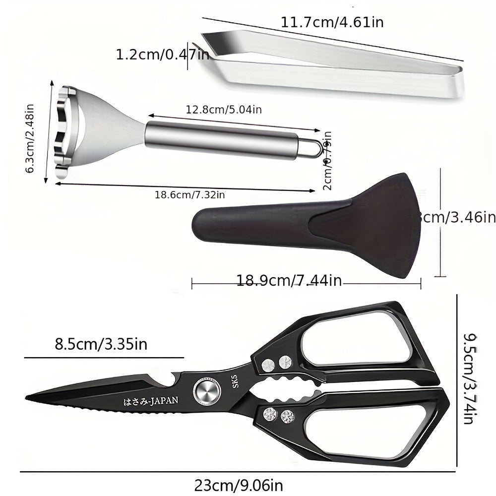 Japanese Style SK5 Kitchen Scissors Set Black Titanium Stainless Steel Multi-Functional Household Cutting