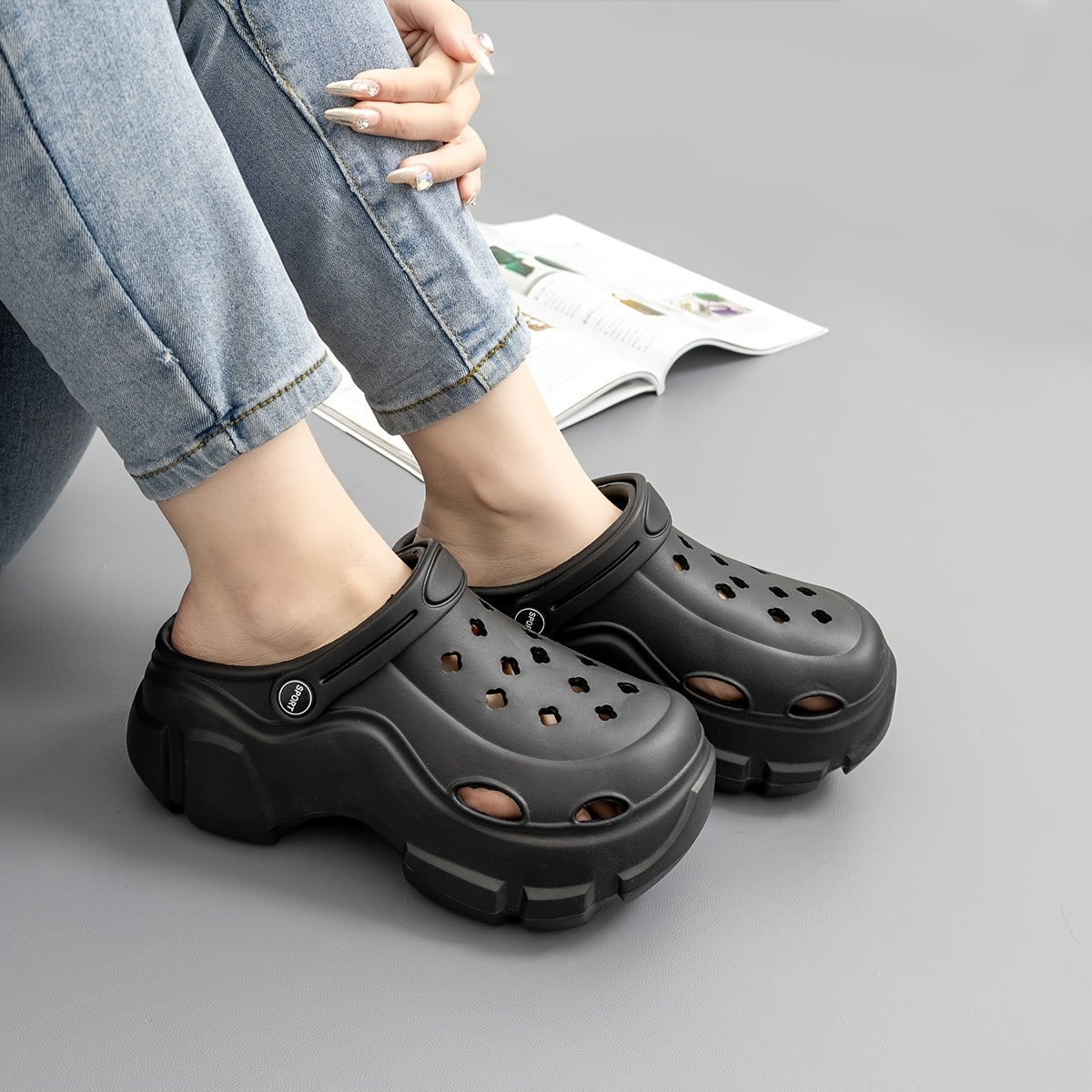 Women's Summer Casual EVA Shoes Breathable Round Toe Thick Sole