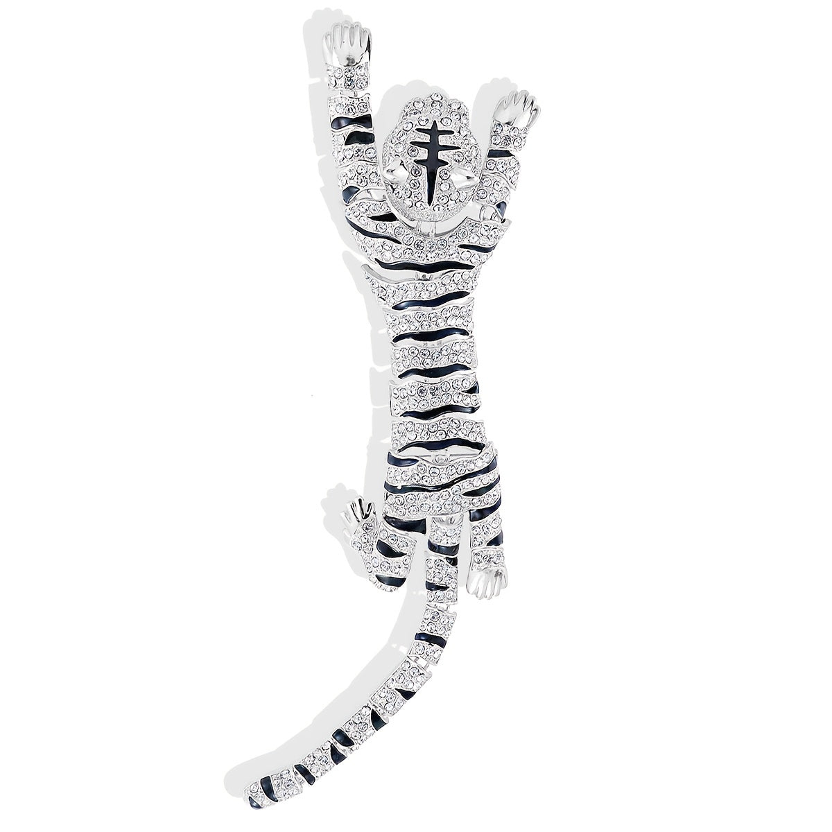 Rhinestone-Studded Tiger Shoulder Brooch Jewelry for Women