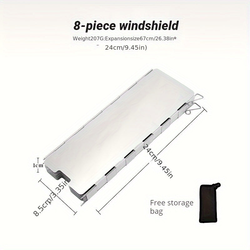 Thickened Folding Cassette Stove Windshield Set for Outdoor Gas Stove 8 Pieces