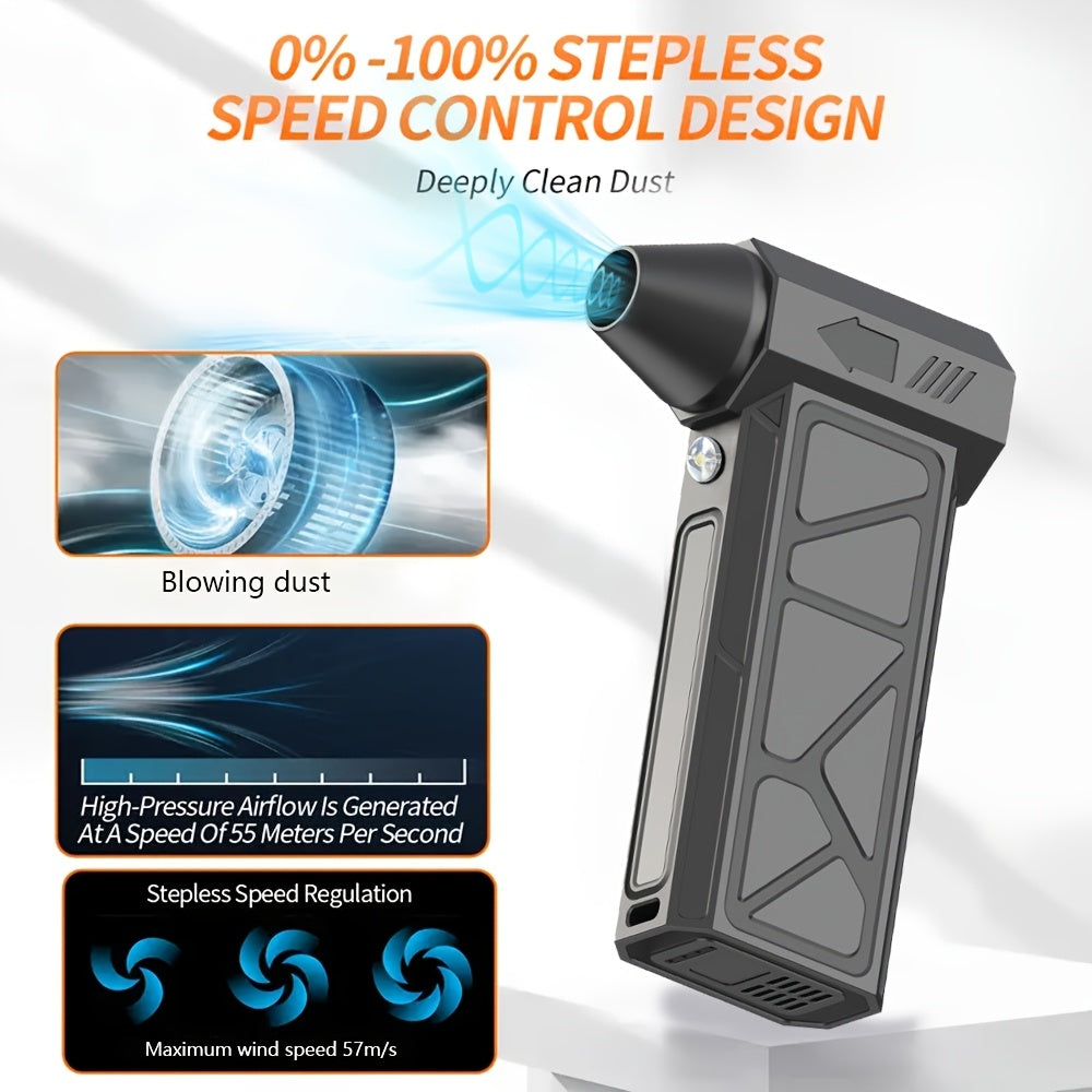 4-Speed USB Rechargeable Air Duster Fan for Car Home Keyboard Outdoor Use