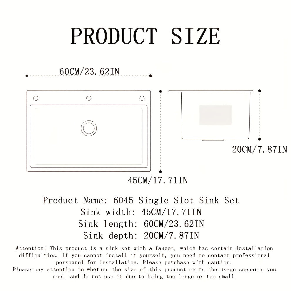 Black Stainless Steel Kitchen Sink Single Bowl Undercounter with Center Drain and Pull-Out Faucet