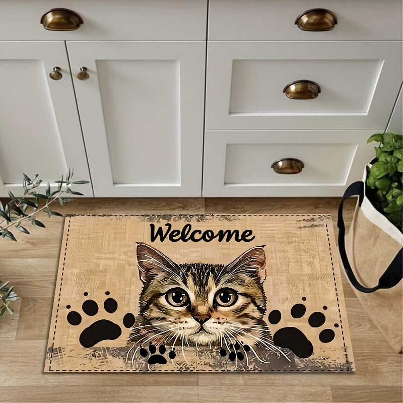 Tirnalmaslikka chidamli polyester mushuk mato, ichki kirish uchun gilam, mashinada yuviladigan, oshxona va yotoqxona uchun