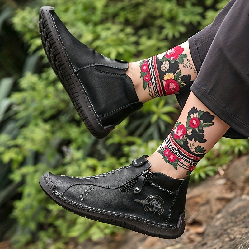 Women's Faux Leather Retro Chukka Boots Mint Green All-Season Casual Ankle Shoes