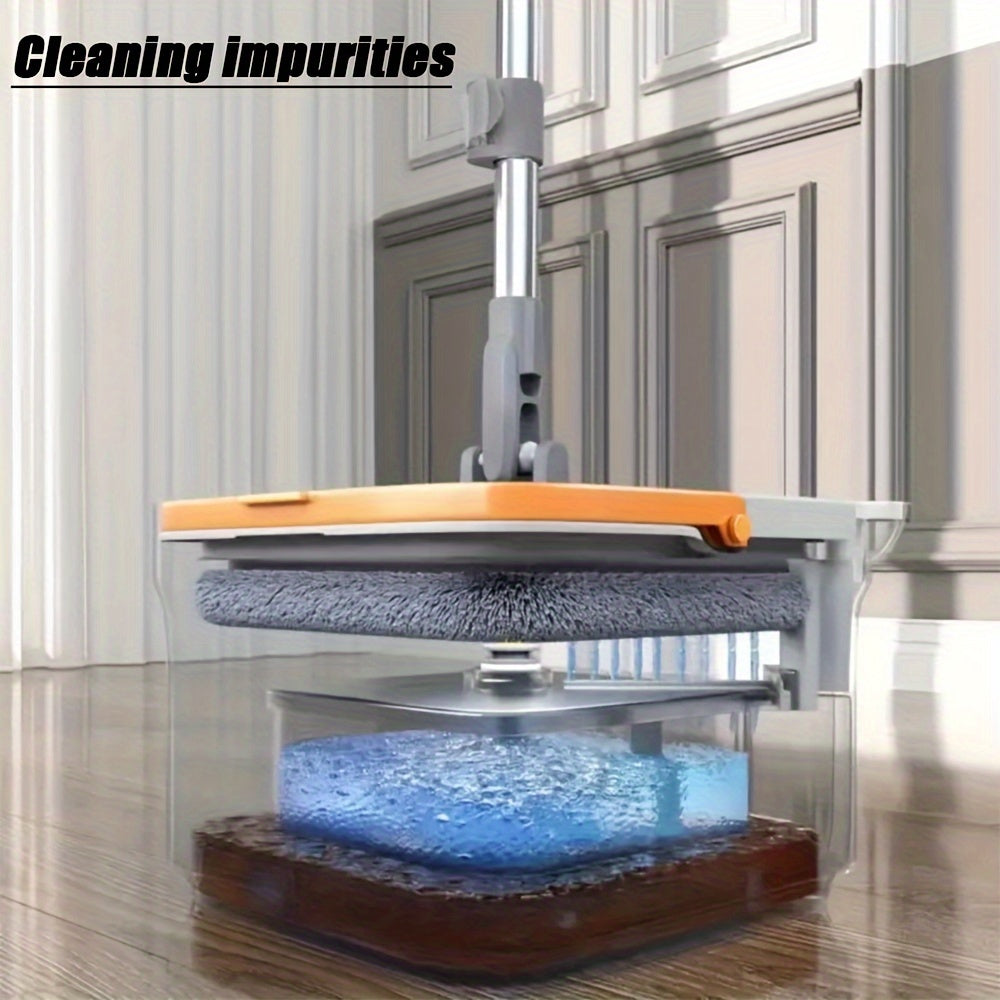 Stainless Steel Flat Mop and Bucket Set with 4 Microfiber Pads for Multi-Surface Cleaning