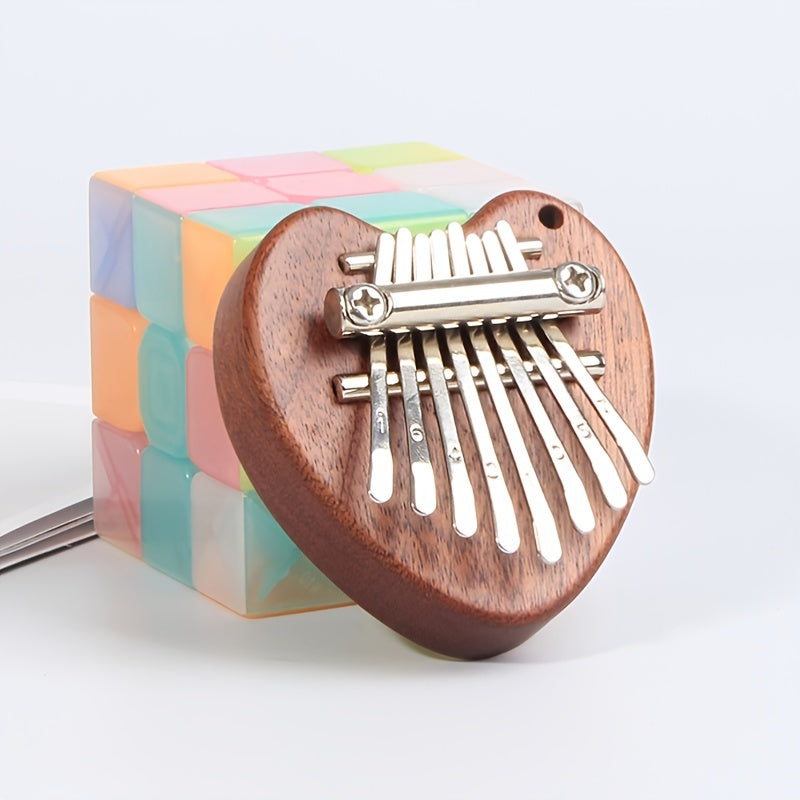 Mini Kalimba Thumb Piano for Beginners and Music Lovers Light Brown Wood 8 Keys Gift for Eid Al-Adha
