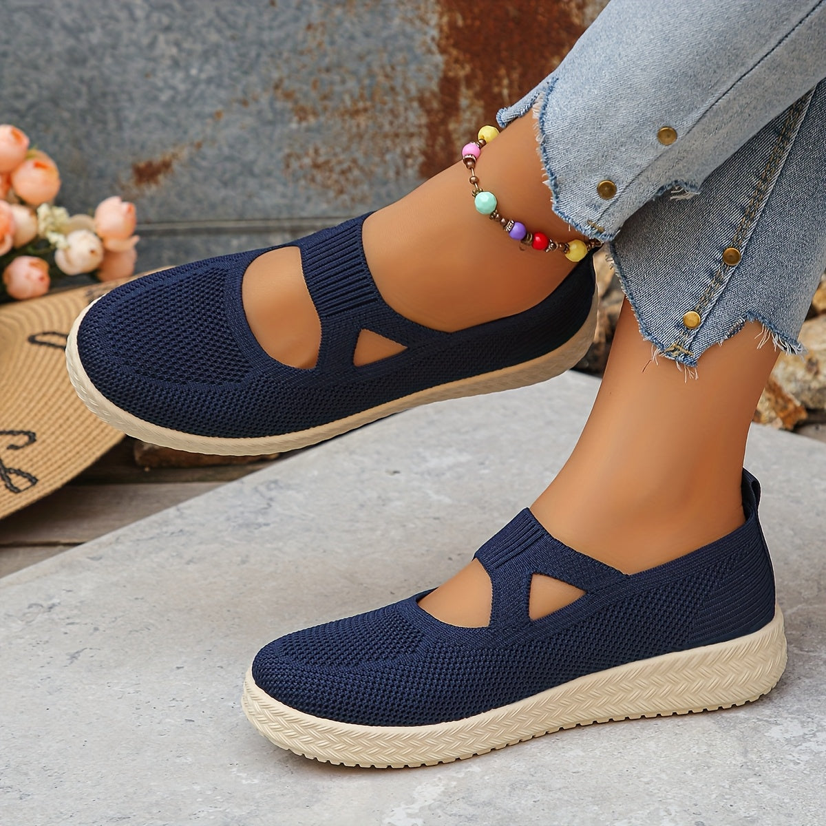 Women's Slip-On Loafers Comfortable Breathable Flat Shoes Pink Blue Navy
