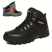 Men's High Top Hiking Boots with Plush Lining Non-Slip Sole Durable for Winter