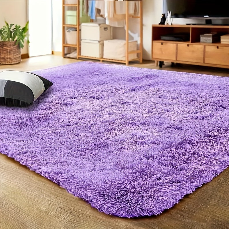 Purple Shag Area Rug Non-Slip Soft Easy to Maintain for Living Room Bedroom