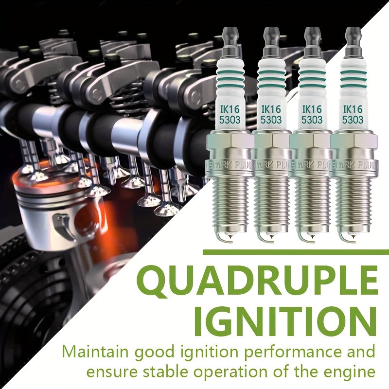 4 IK16 5303 Premium U Shaped Ceramic Spark Plugs, Enhance Ignition, Performance