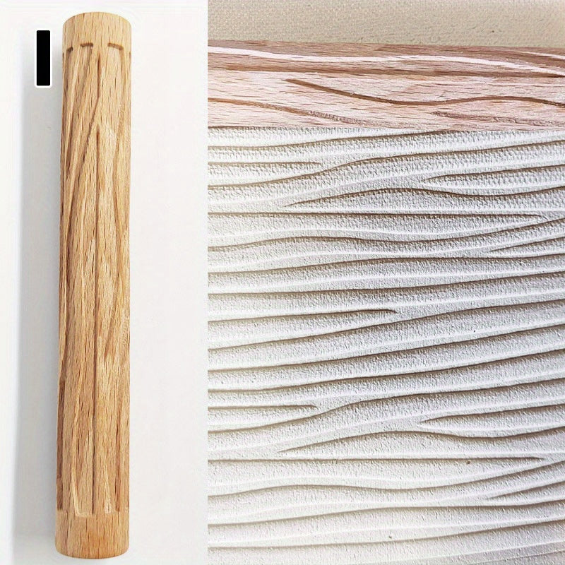 Embossing Rolling Pin for Dough Shaping, Wooden Kitchen Tool for Pizzas and Cookies