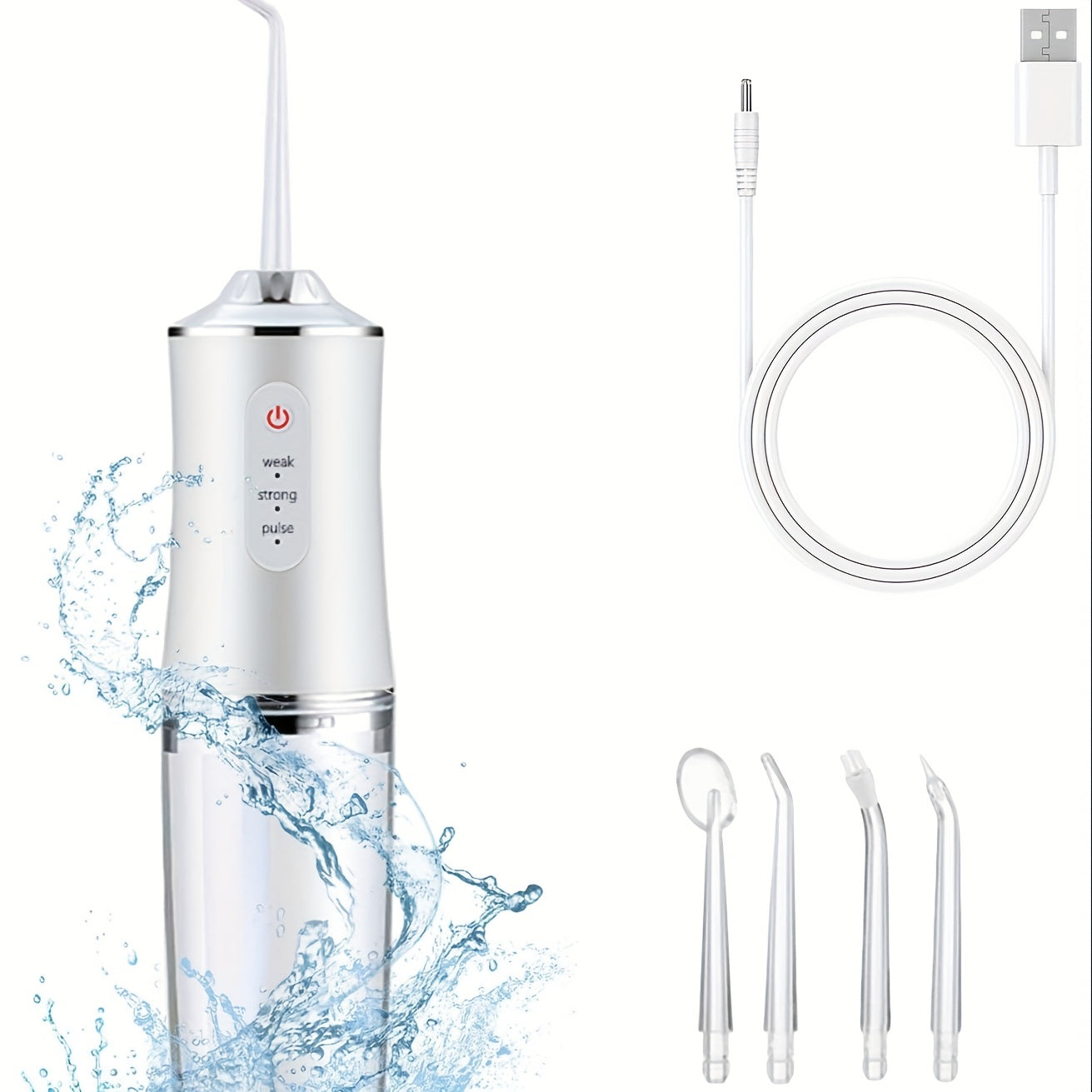 Portable Cordless Water Flosser for Teeth Cleaning with 3 Modes and 4 Nozzles