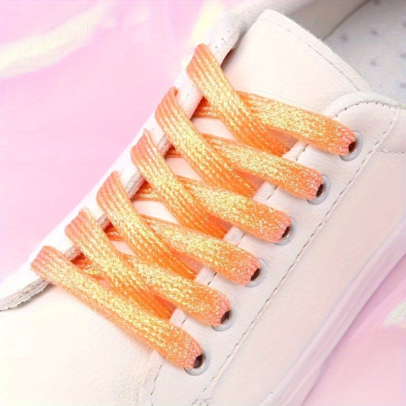 Unisex Glitter Shoe Laces Metallic Silver and Gold Flat for Sneakers