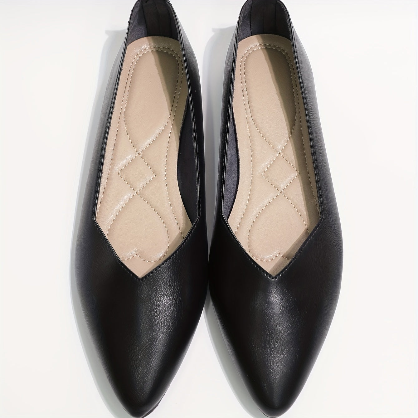 Women's Pointed Toe Ballet Flats Solid Color Slip-On Shoes Lightweight Comfort